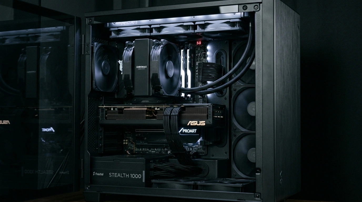 Stealth PC build with quiet graphics card cooling